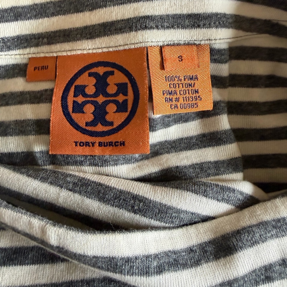Tory Burch Black and White Striped Long Sleeve Dress - Picture 4 of 4